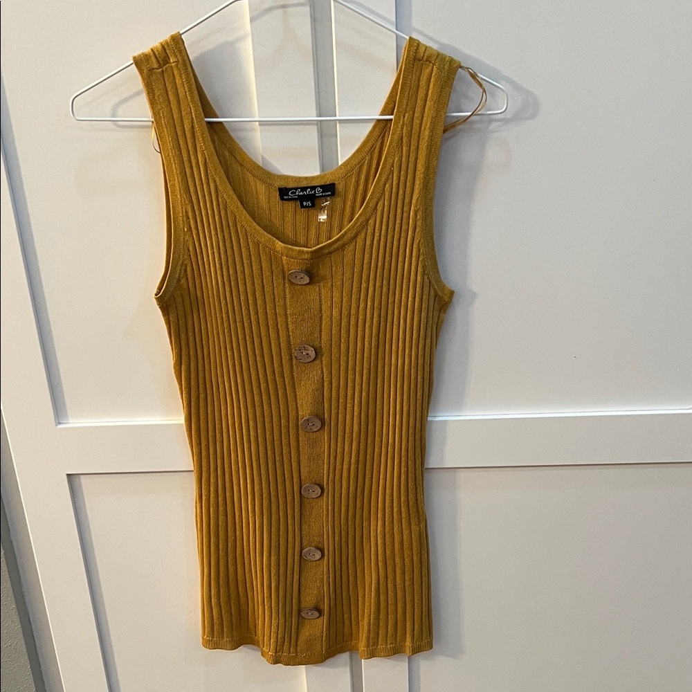 Charlotte Russe Mustard Ribbed Tank Top